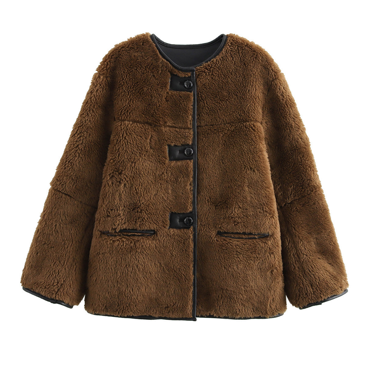 Manteau en peluche de fourrure tricolore