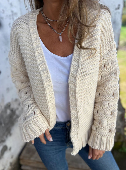 Cardigan de couleur unie pour femme, mode hiver