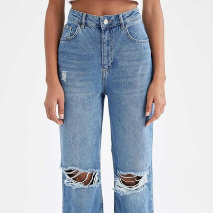 Pantalon ample à jambes larges déchirés pour femmes