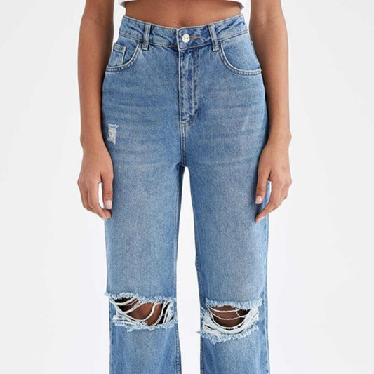 Pantalon ample à jambes larges déchirés pour femmes