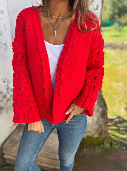 Cardigan de couleur unie pour femme, mode hiver