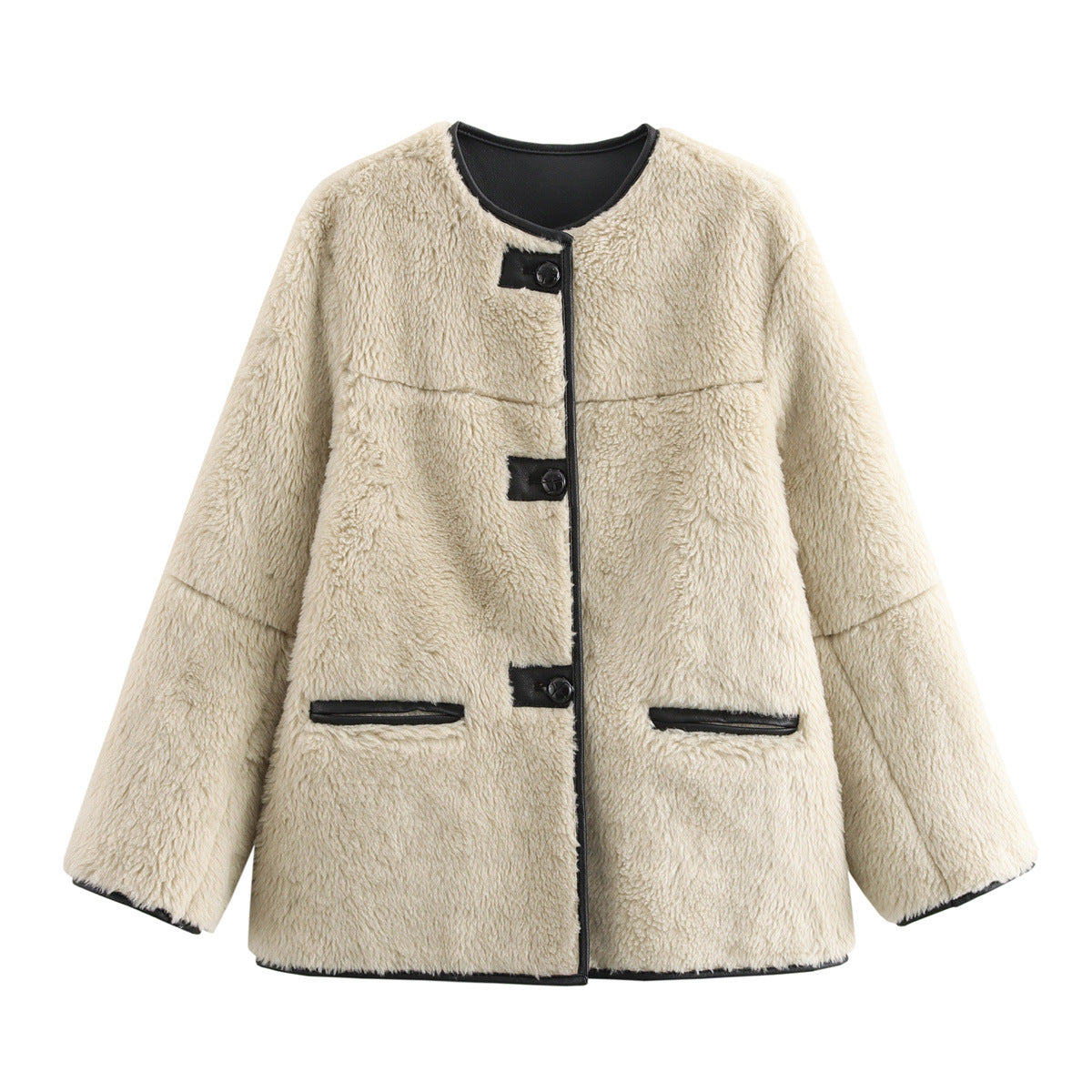 Manteau en peluche de fourrure tricolore