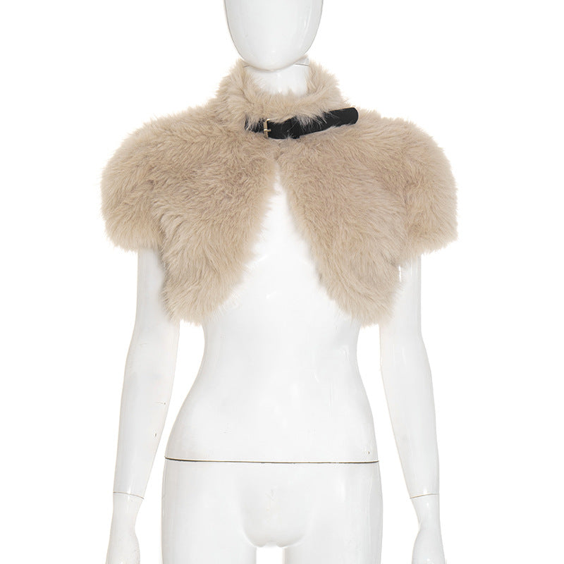 veste court fourrures sexy de couleur unie