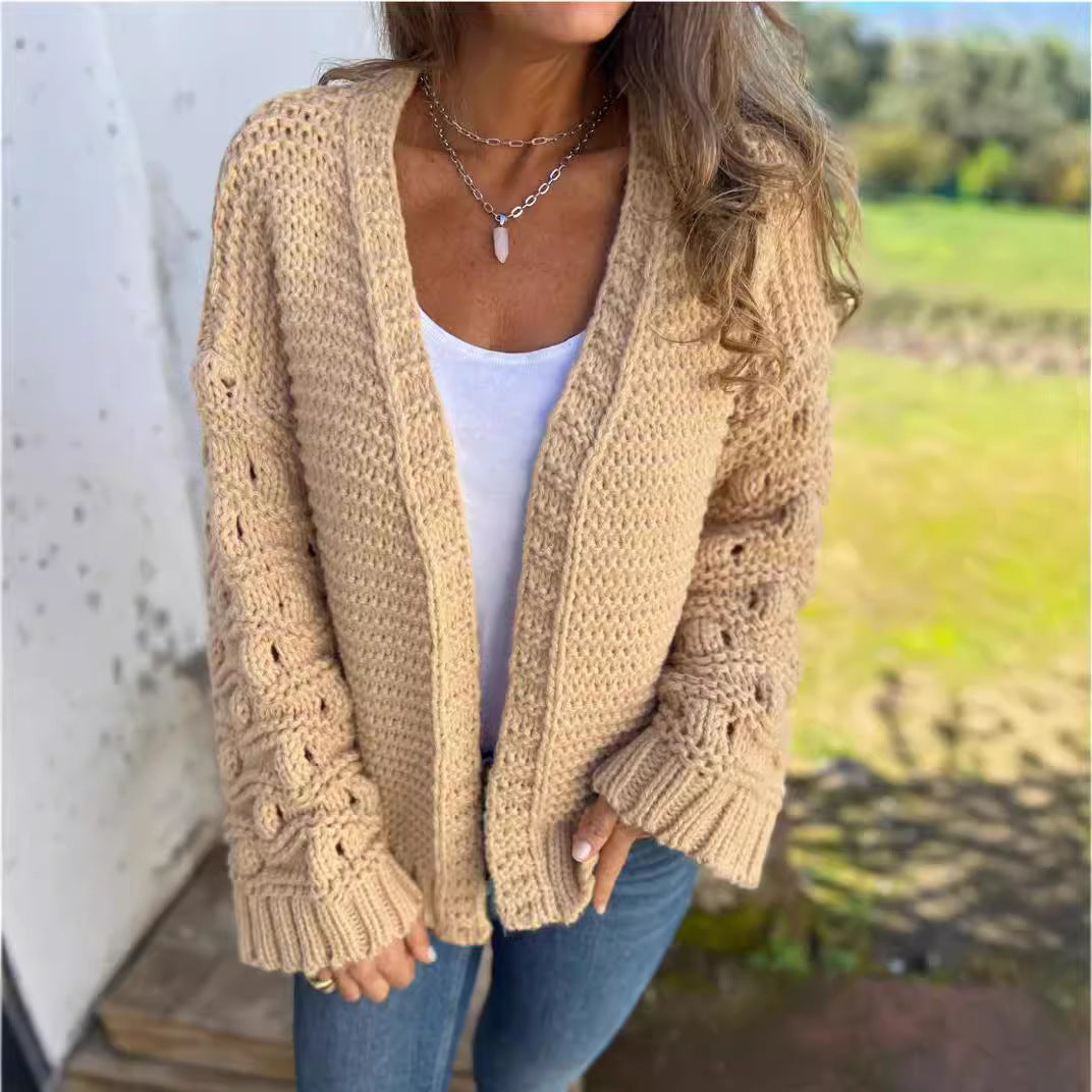 Cardigan de couleur unie pour femme, mode hiver
