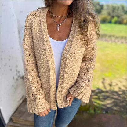 Cardigan de couleur unie pour femme, mode hiver