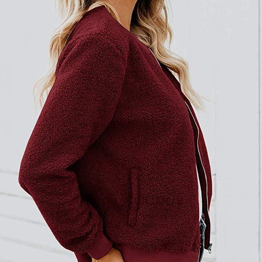 Veste zippée en peluche d'automne et d'hiver