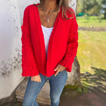 Cardigan de couleur unie pour femme, mode hiver