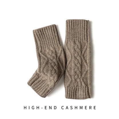 Gants sans doigts en cachemire tricotés de couleur unie - qualité premium